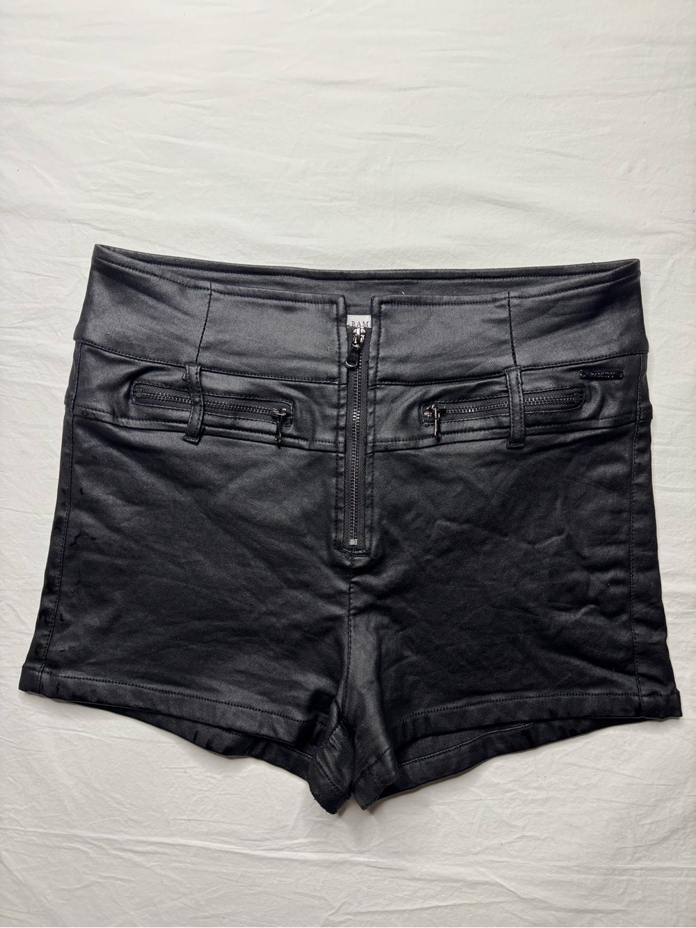 Ramisu - Black Faux-Leather High-Waist Women’s Shorts